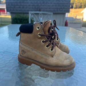 TIMBERLAND Boys Leather Hiking Field BOOTS Wheat Nubuck Size 7M Waterproof